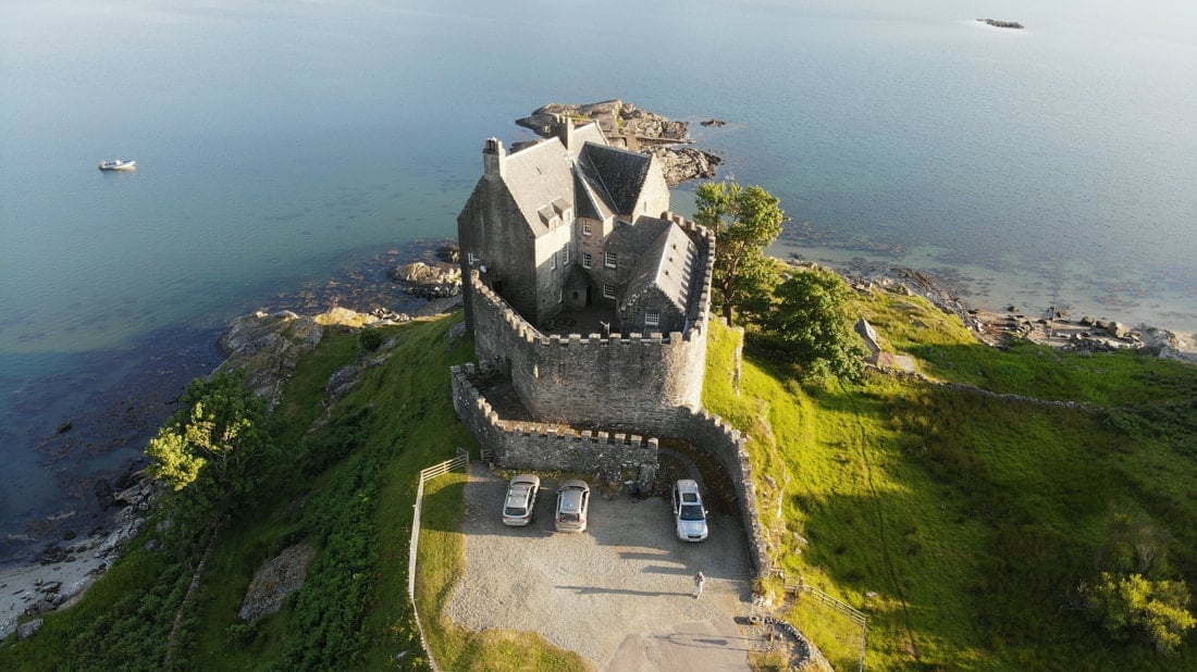 Medieval stone tower on cliff